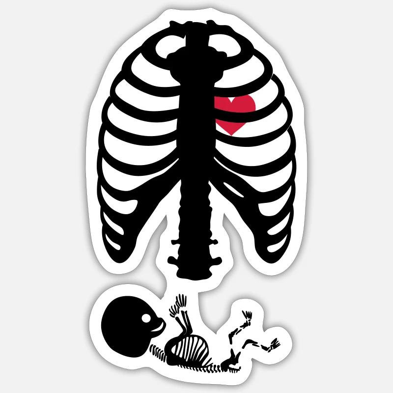 Squelette de grossesse - Sticker taille S (10 x 10 cm) - blanc mat