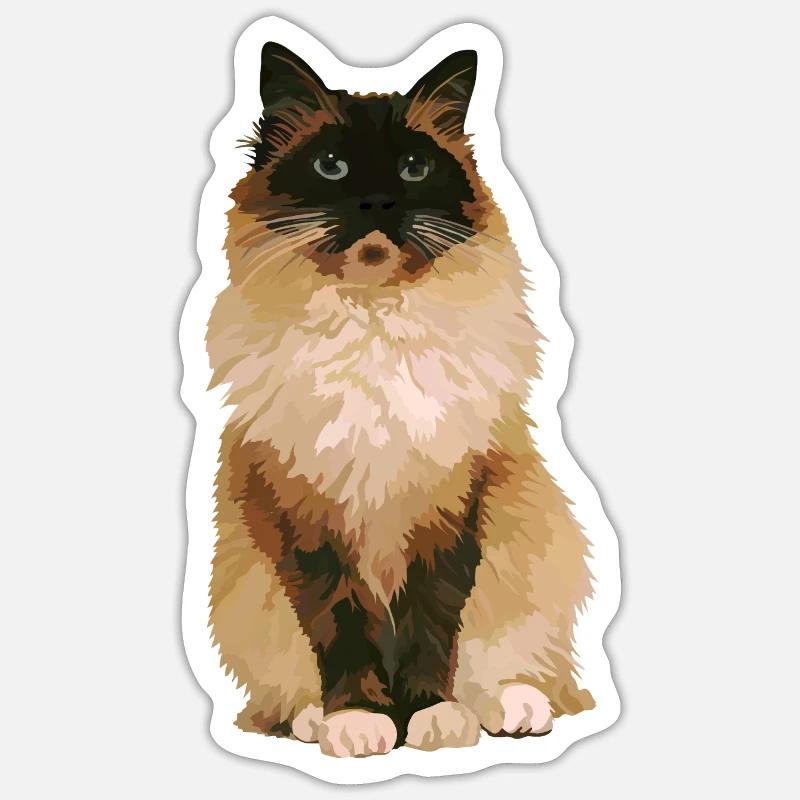 Ragdoll-Katze 1 - Sticker Größe S (10 x 10 cm) - Mattweiß