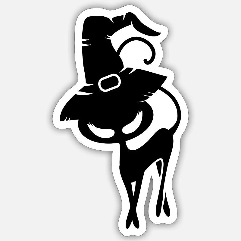 A black cat with Witchhat - Sticker size S (10 x 10 cm) - white matte