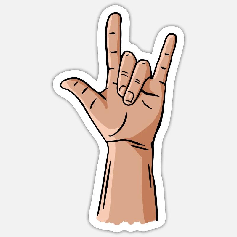 devil horns / rock and roll / metal hand gesture - Sticker size S (10 x 10 cm) - white matte