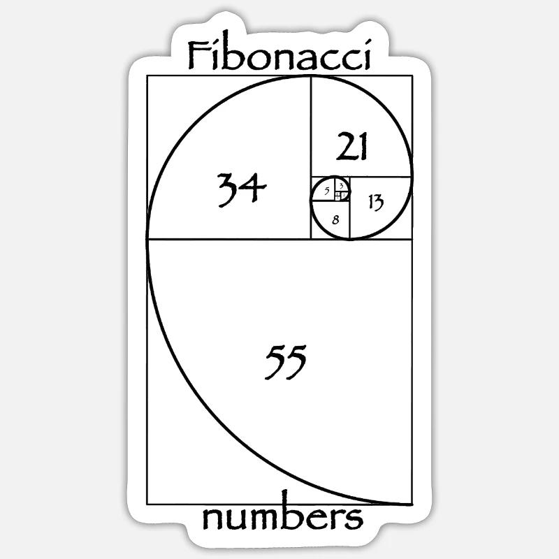 Fibonacci numbers - Sticker size S (10 x 10 cm) - white matte