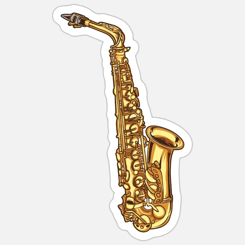 Saxophone saxophone - Sticker taille S (10 x 10 cm) - blanc mat
