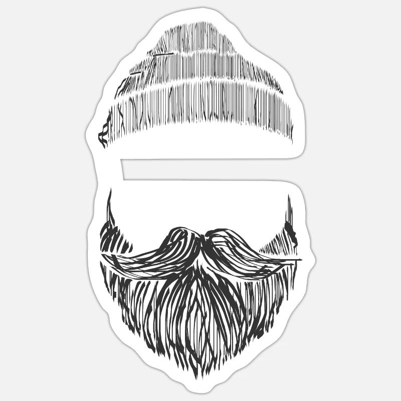 Beard with cap - Sticker size S (10 x 10 cm) - white matte