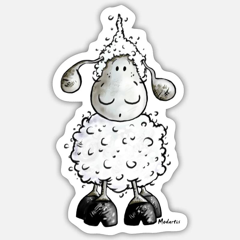 "Mc Wool" - mouton- moutons - Sticker taille S (10 x 10 cm) - blanc mat