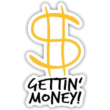 symbol dollar gettin money zeichen geld reich geld - Sticker Größe S (10 x 10 cm) - Mattweiß - Vorne
