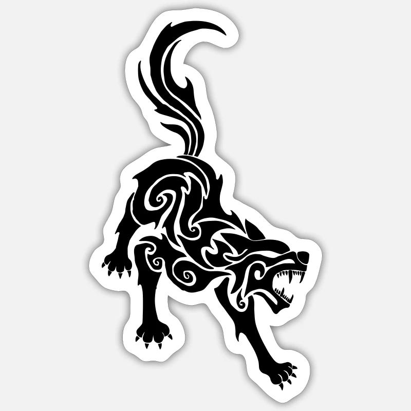 Wolf Tribal - Sticker Größe S (10 x 10 cm) - Mattweiß