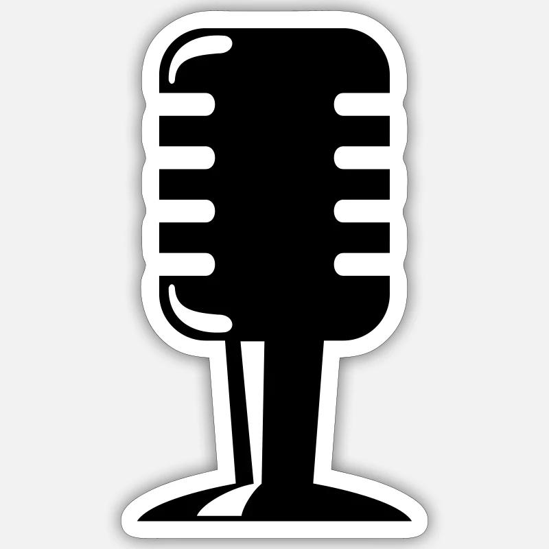 Microphone - Sticker taille S (10 x 10 cm) - blanc mat