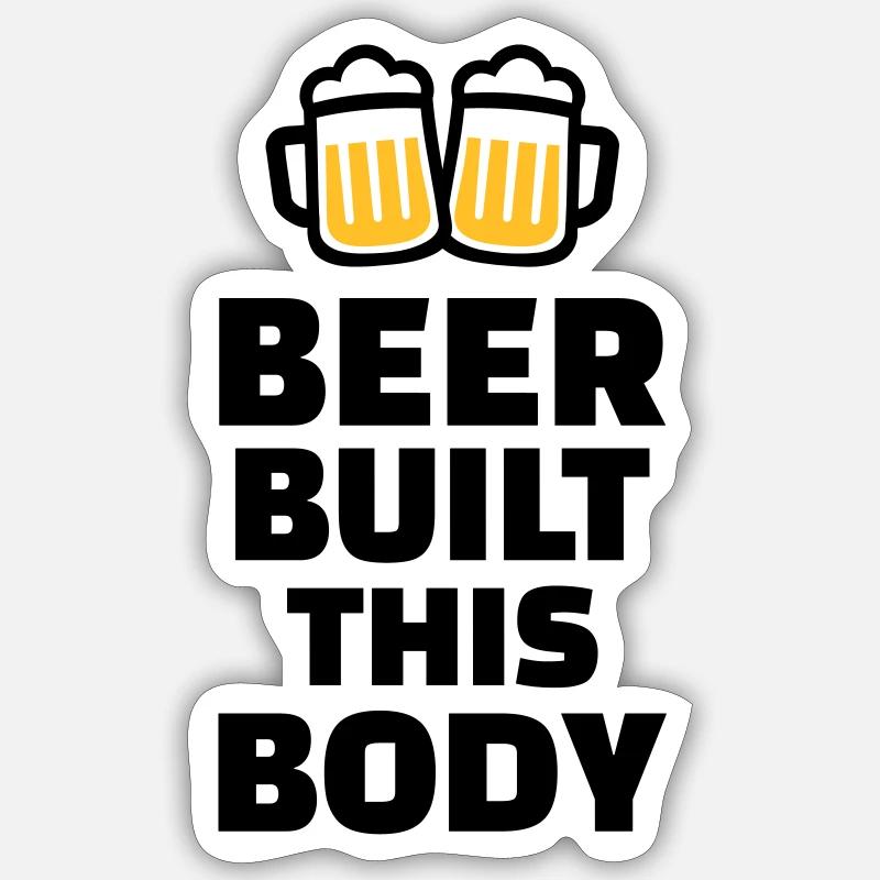 Beer built this body - Sticker size S (10 x 10 cm) - white matte