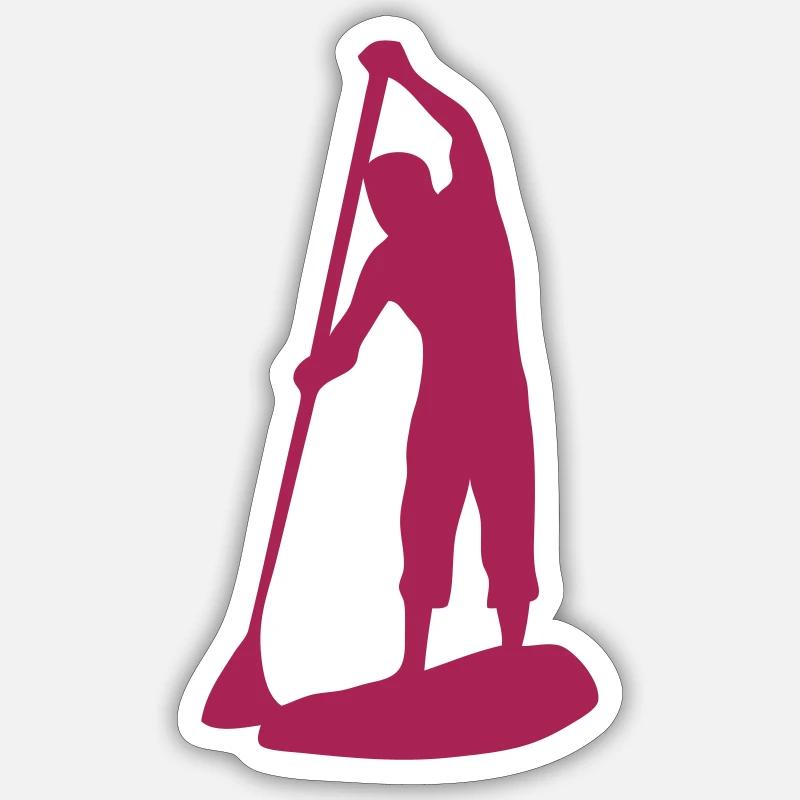 paddle board silhouette - Sticker taille S (10 x 10 cm) - blanc mat