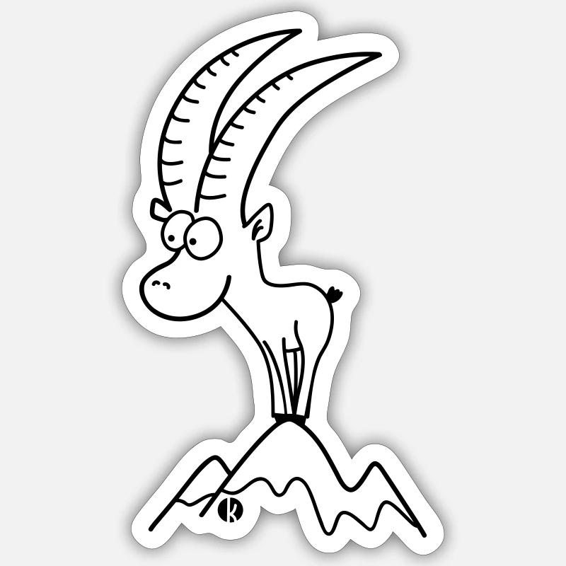 Steinbock - Capricorn - Sticker Größe S (10 x 10 cm) - Mattweiß