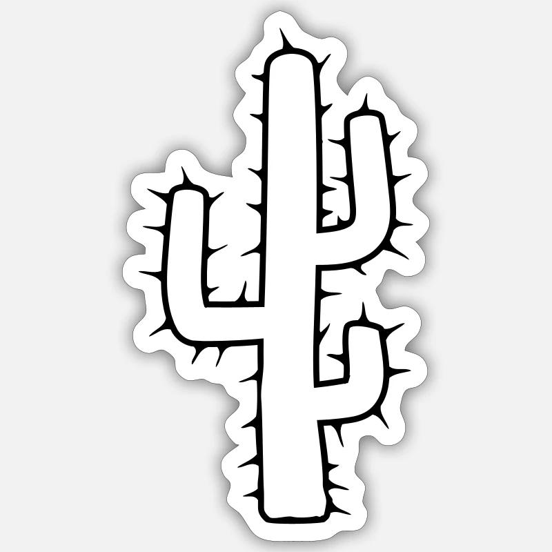 large cactus desert thorn - Sticker size S (10 x 10 cm) - white matte