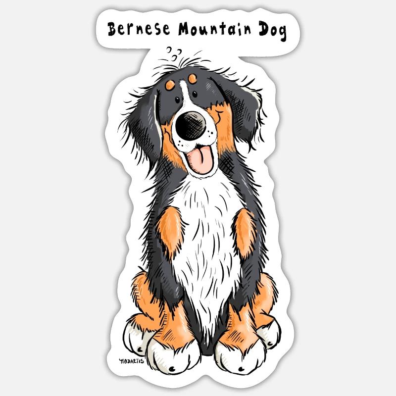 Berner Sennenhund mach Sitz - Sticker Größe S (10 x 10 cm) - Mattweiß