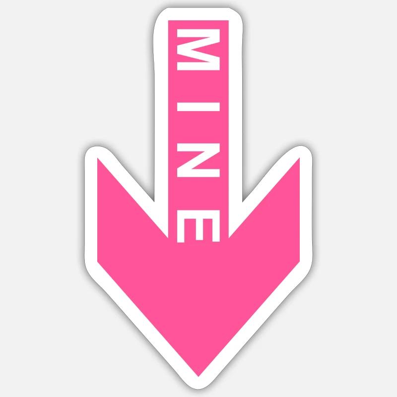 Mine arrow pink down - Sticker size S (10 x 10 cm) - white matte