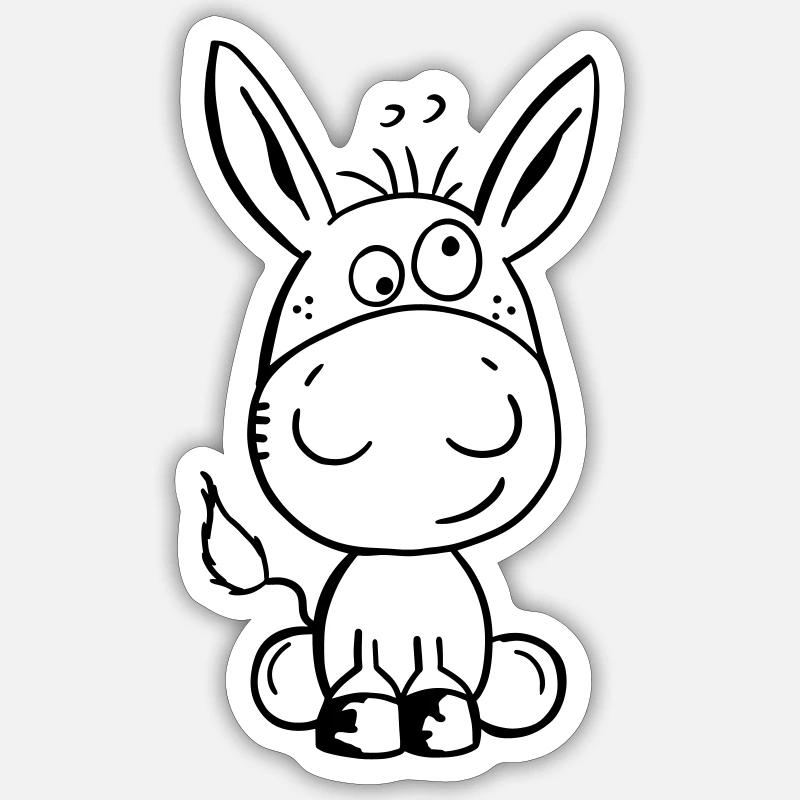 Eselchen Comic Tier - Tiere - Esel - Sticker size S (10 x 10 cm) - white matte