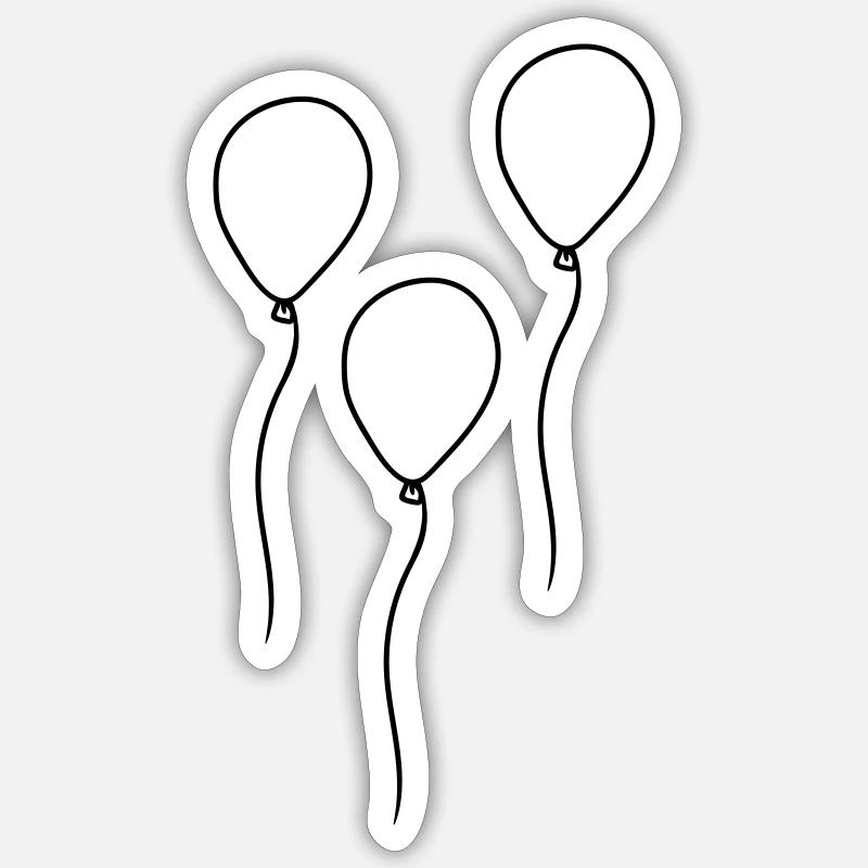 3 Luftballons Design - Sticker Größe S (10 x 10 cm) - Mattweiß