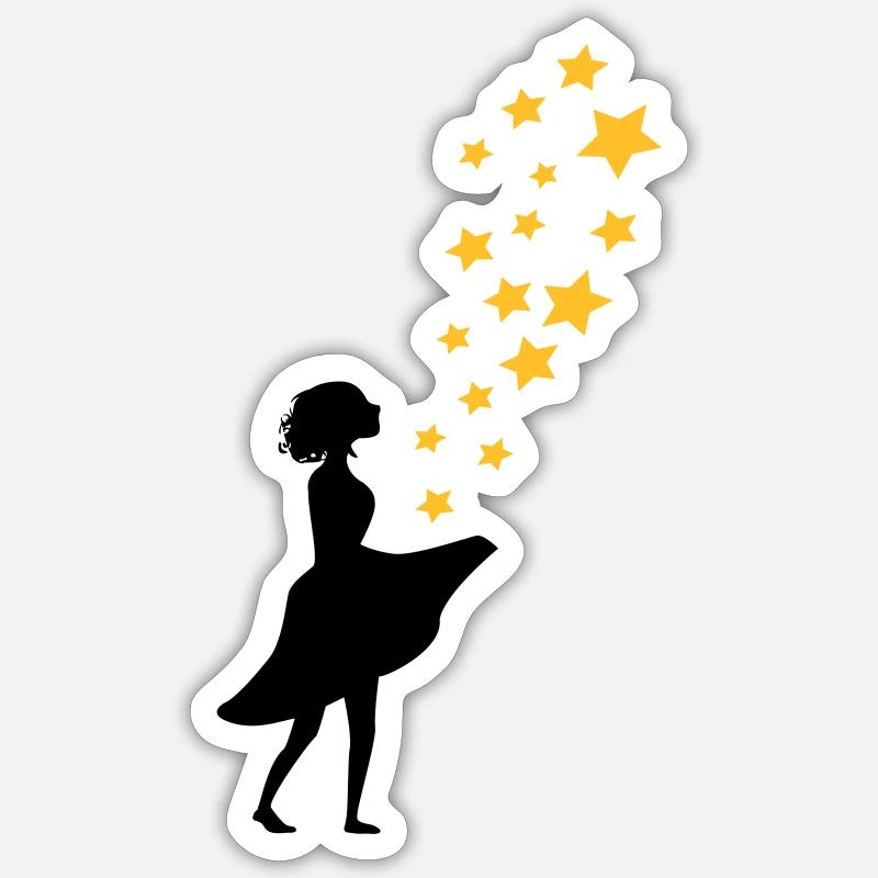 étoiles girly magie - Sticker taille S (10 x 10 cm) - blanc mat