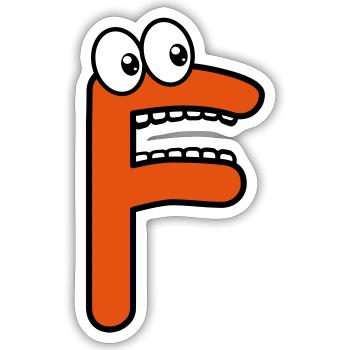 F - letter F with eyes 👀 - Sticker size S (10 x 10 cm) - white matte - Front