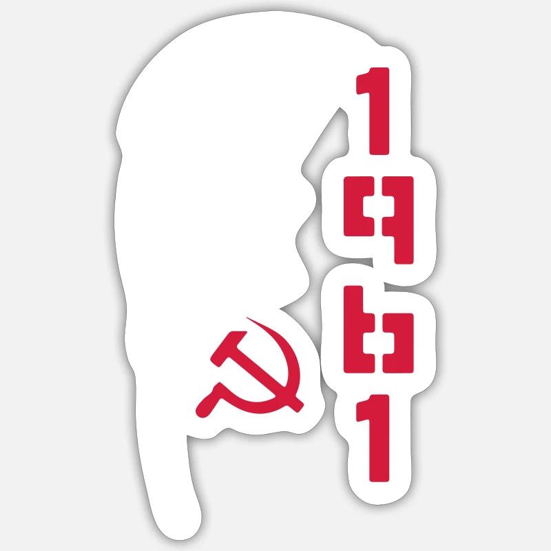 Yuri Gagarine Russie Poutine Russie - Sticker taille S (10 x 10 cm) - blanc mat