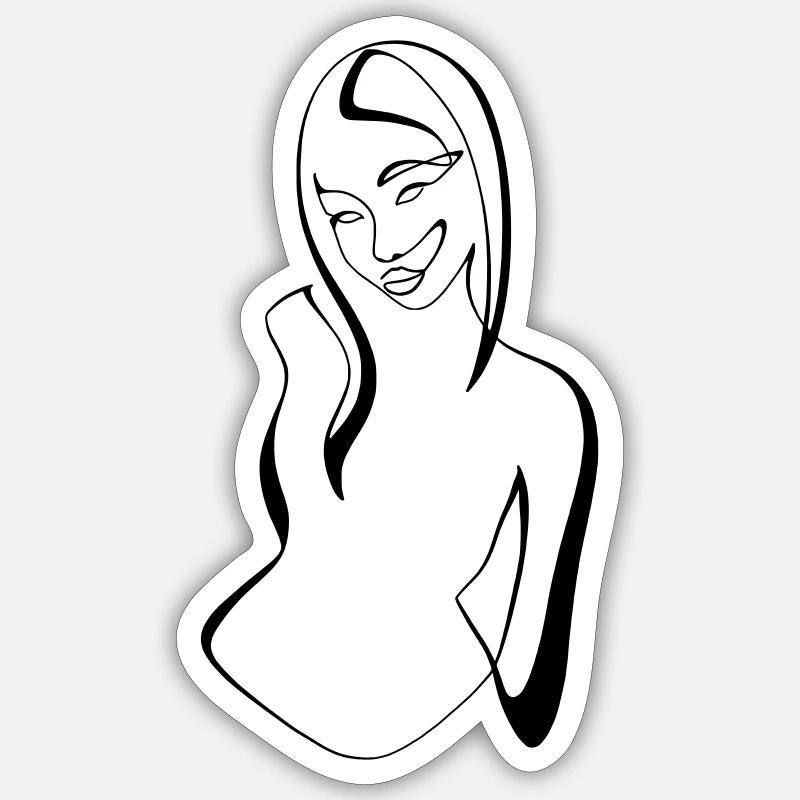 Girl 2 - Sticker taille S (10 x 10 cm) - blanc mat