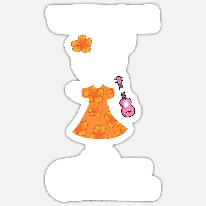 Ukulele Mädchen Mutter Tochter Tante - Sticker Größe S (10 x 10 cm) - Mattweiß