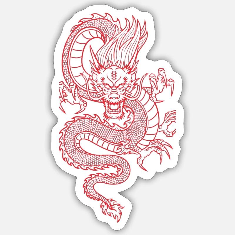 Dragons Graphiques - Sticker taille S (10 x 10 cm) - blanc mat