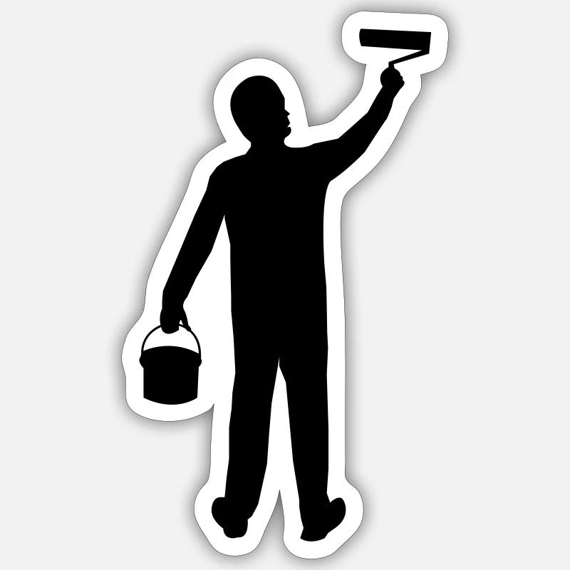 painter and painter - Sticker size S (10 x 10 cm) - white matte