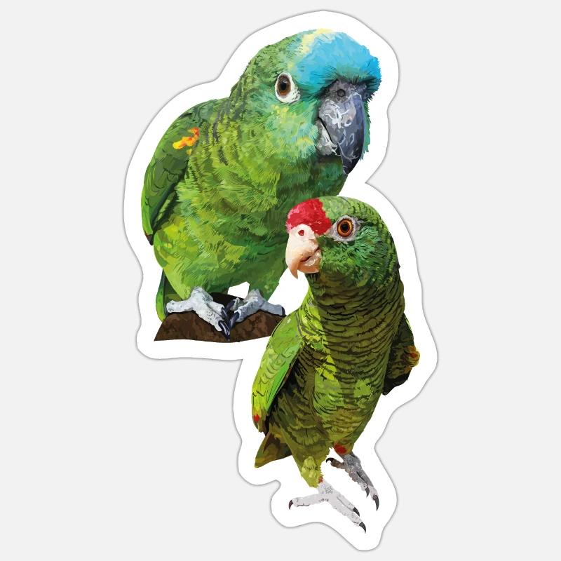 Perroquets amazoniens Sticker taille S (10 x 10 cm)