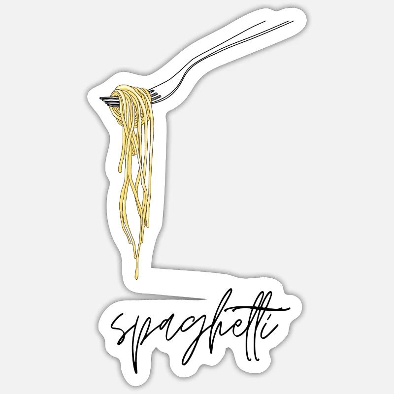 Spaghetti - Sticker Größe S (10 x 10 cm) - Mattweiß