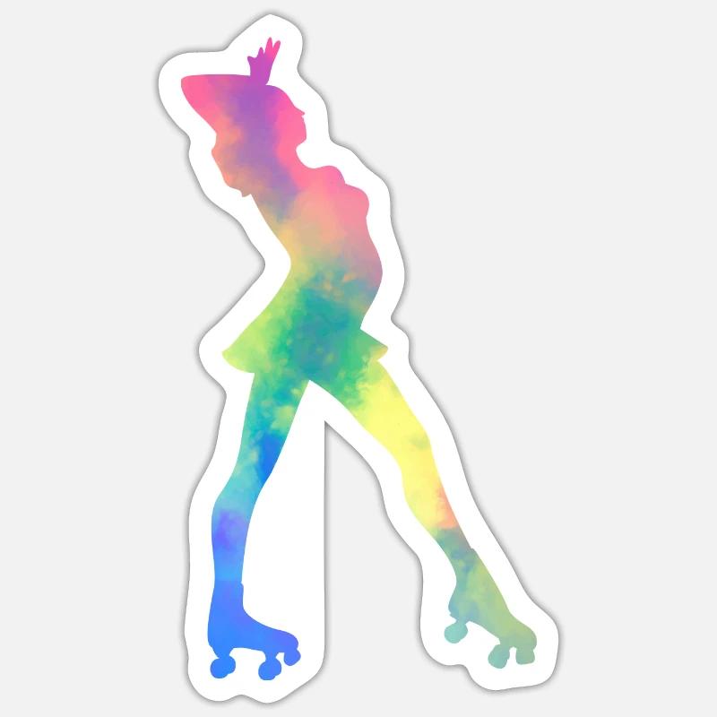 Mädchen Rollerblading Inline Skating Rollerblading - Sticker Größe S (10 x 10 cm) - Mattweiß