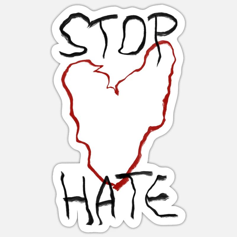 Stop Hate Anti Mobbing - Sticker taille S (10 x 10 cm) - blanc mat