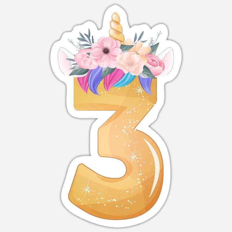 3. Geburtstag - Sticker Größe S (10 x 10 cm) - Mattweiß