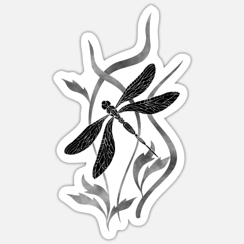 Libellule - Sticker taille S (10 x 10 cm) - blanc mat