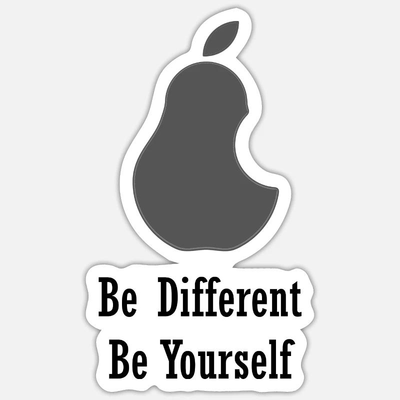 Be Different - Be Yourself, bitten pear Sticker size S (10 x 10 cm)