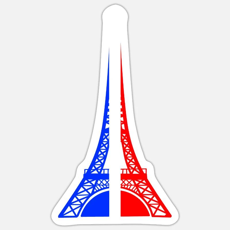 Tour Eiffel drapeau Français bleu blanc rouge - Sticker taille S (10 x 10 cm) - blanc mat