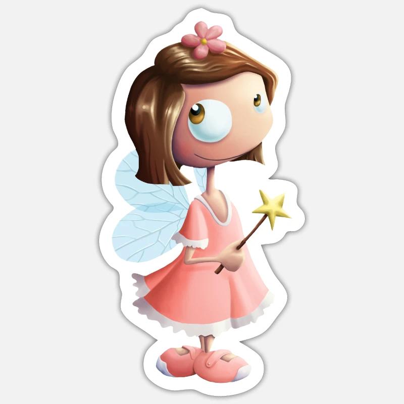 kleine Fee - Sticker Größe S (10 x 10 cm) - Mattweiß