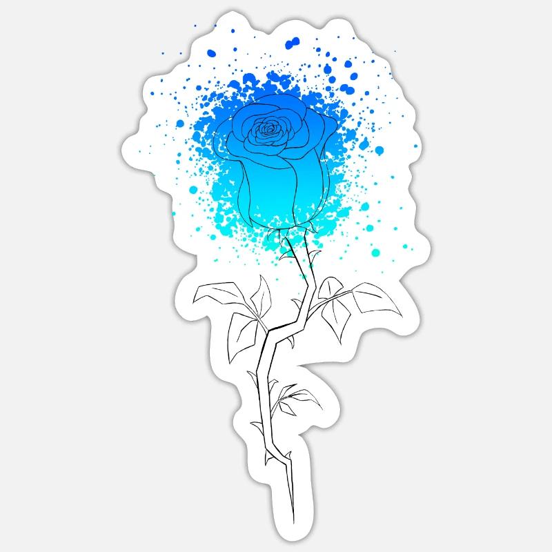 Blaue Rose - Sticker Größe S (10 x 10 cm) - Mattweiß