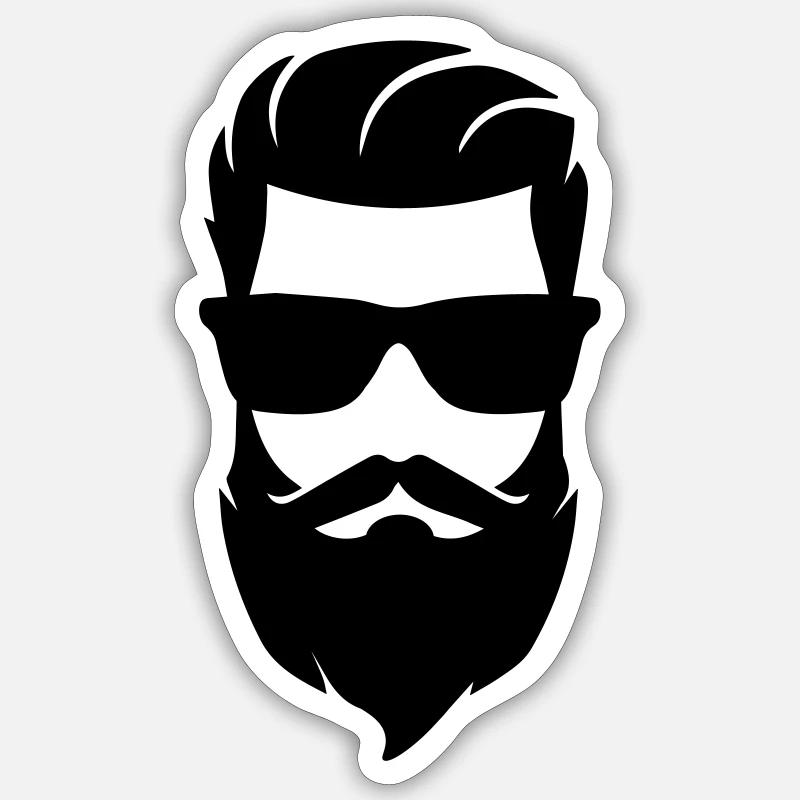 Gesicht bart symbol - Sticker Größe S (10 x 10 cm) - Mattweiß