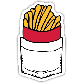 Brusttasche Pommes Frites - Sticker Größe S (10 x 10 cm) - Mattweiß - Vorne