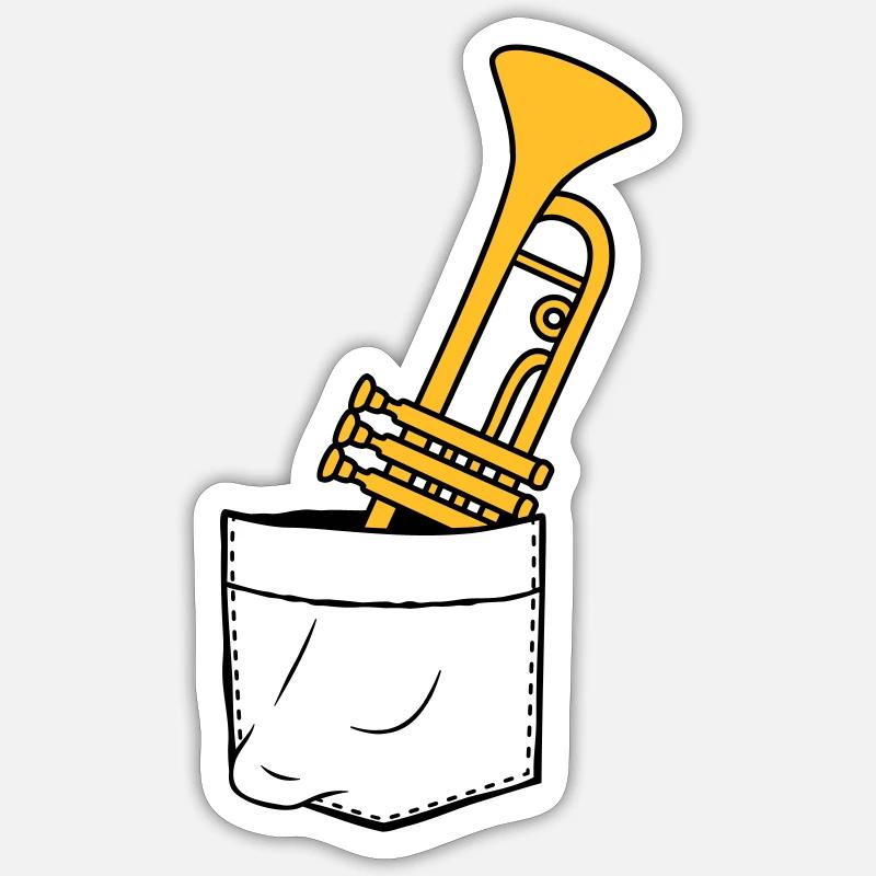 Brusttasche Trompete Unterwegs Sticker Größe S (10 x 10 cm)