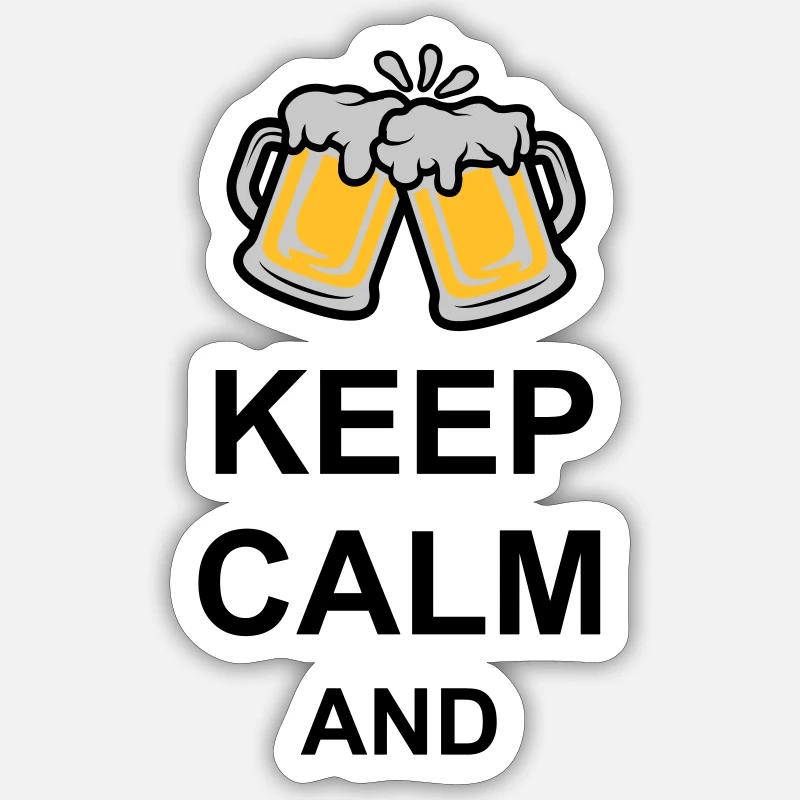 Keep Calm Bier Text - Sticker Größe S (10 x 10 cm) - Mattweiß
