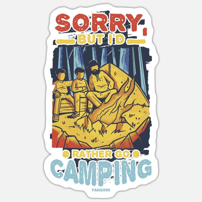 Camping - Sticker taille S (10 x 10 cm) - blanc mat