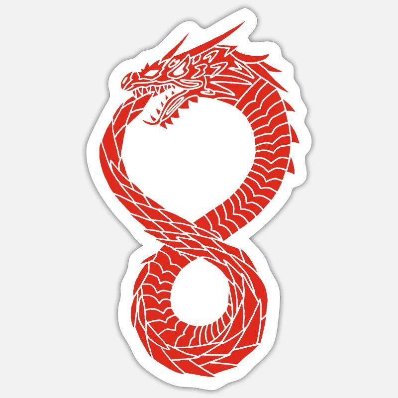 Roter unendlicher Drache - Sticker Größe S (10 x 10 cm) - Mattweiß