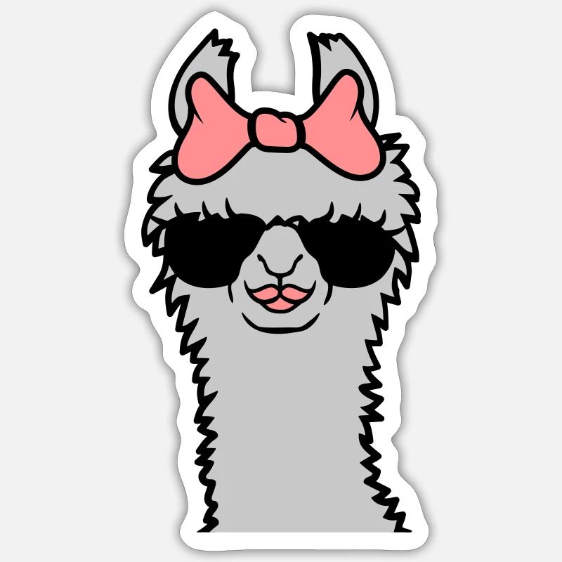 Mama Llama sunglasses cool - Sticker size S (10 x 10 cm) - white matte