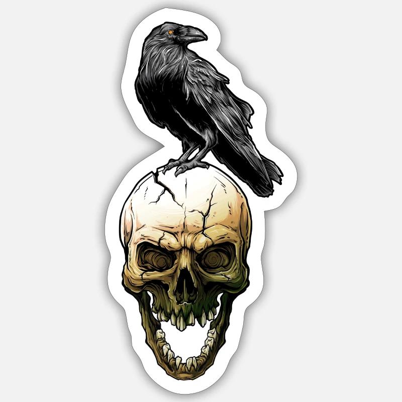crow skull Sticker size S (10 x 10 cm)