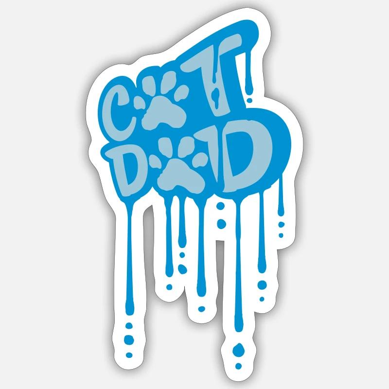 Cat Dad Graffiti Pfote - Sticker Größe S (10 x 10 cm) - Mattweiß