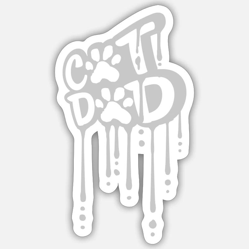 Graffiti Cat Dad Pfote - Sticker Größe S (10 x 10 cm) - Mattweiß