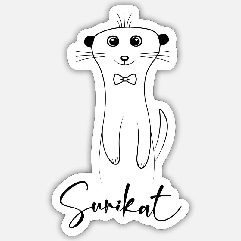 Süßes Erdmännchen (Surikat) mit Fliege Sticker Größe S (10 x 10 cm)