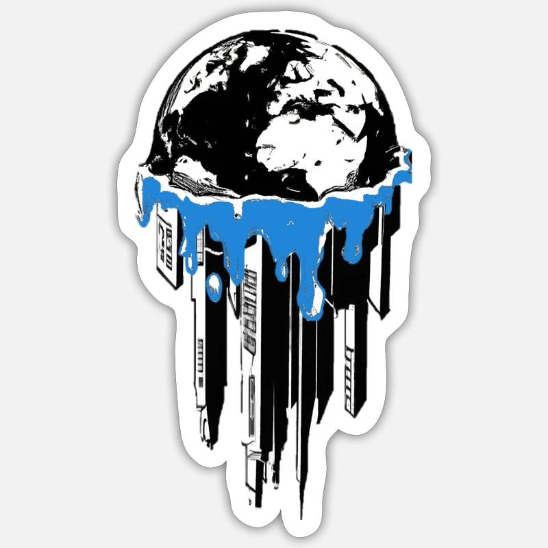 Melting World - Sticker size S (10 x 10 cm) - white matte