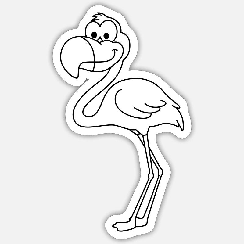 Flamingo Comic Tier - Sticker Größe S (10 x 10 cm) - Mattweiß