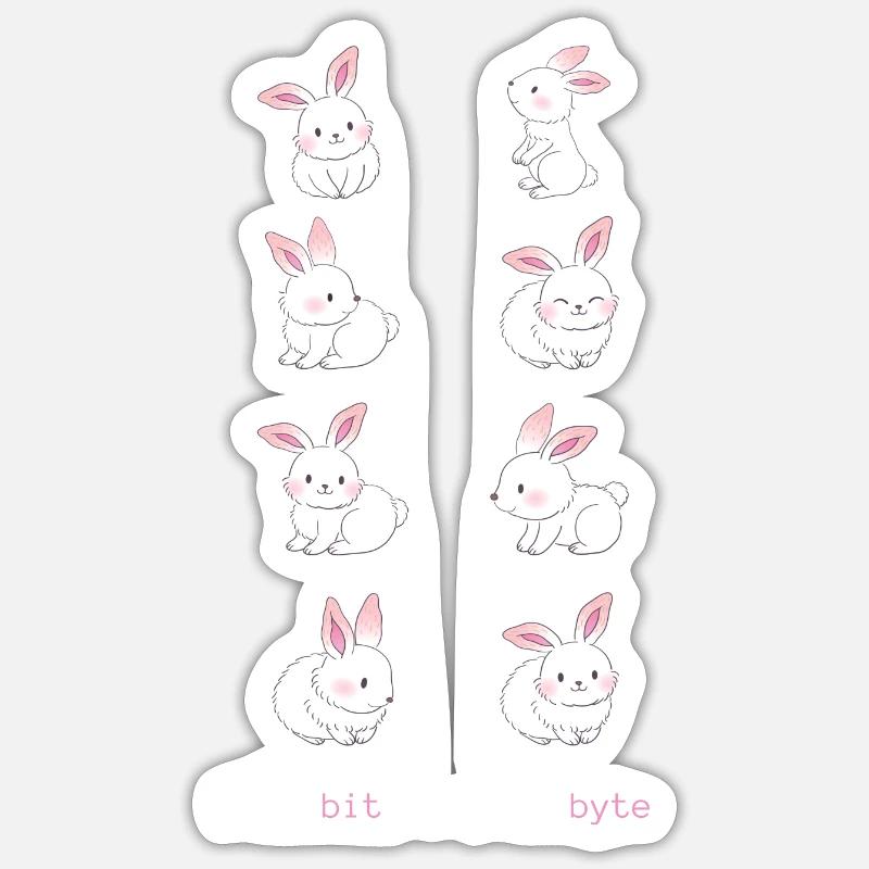 8 Rabbits = 1 Rabbyte - Sticker Größe S (10 x 10 cm) - Mattweiß